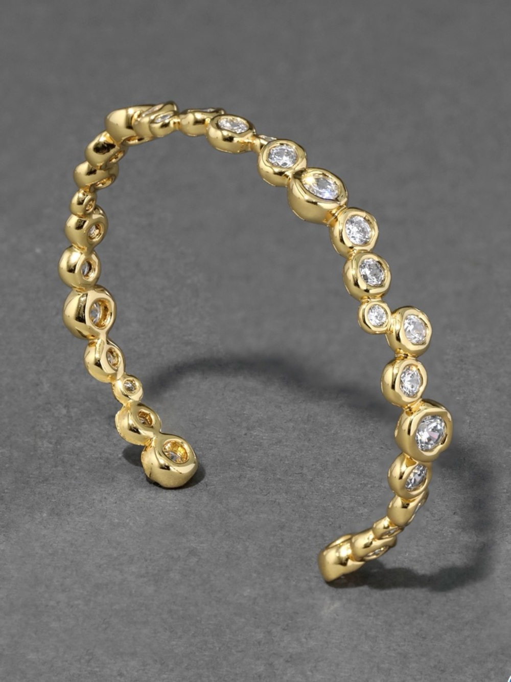 NEW Alexis Bittar Asterales Gold Skinny Cuff Bracelet Clear CZ AU20